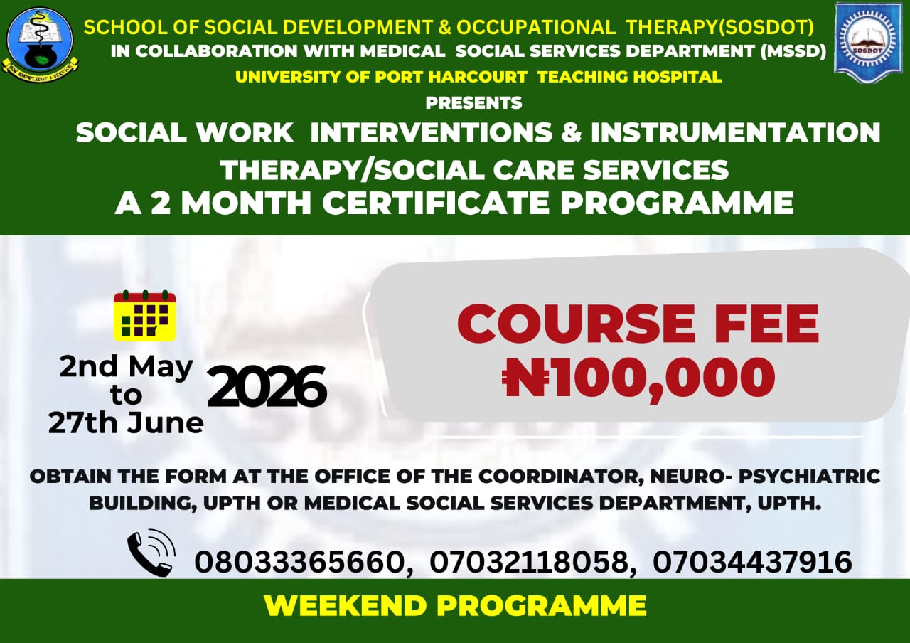 UPTH Launches 2-Month Certificate Programme in Social Work and Therapy Services